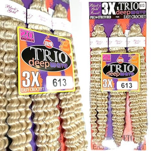 #613 - 3X TRIO Deep Wave 20" - Crochet Braiding (1 PACK OF 3)