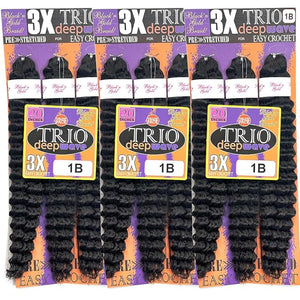 #1B - 3X TRIO Deep Wave 20" - Crochet Braiding (1 PACK OF 3)