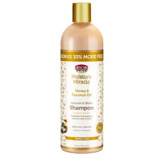 African Pride Moisture Miracle Honey and Coconut Oil Shampoo 16 oz